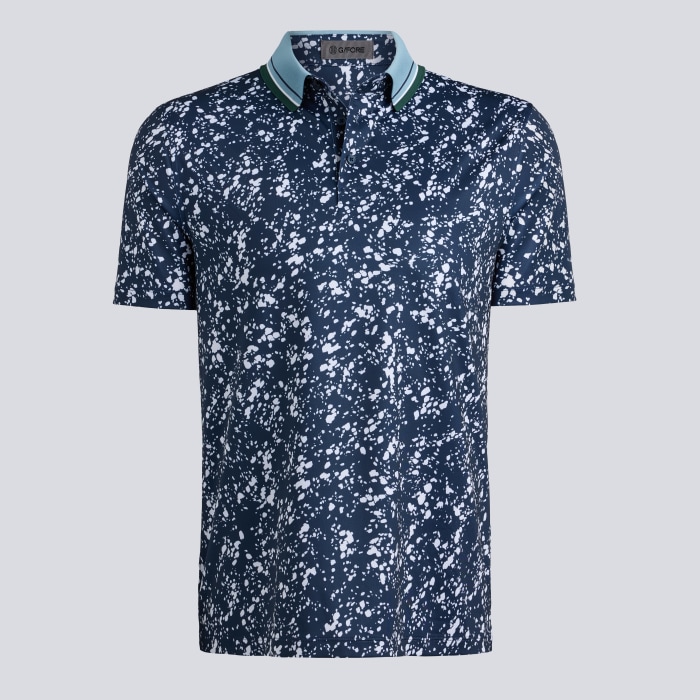SPLATTER TECH JERSEY POLO in Twilight / Snow