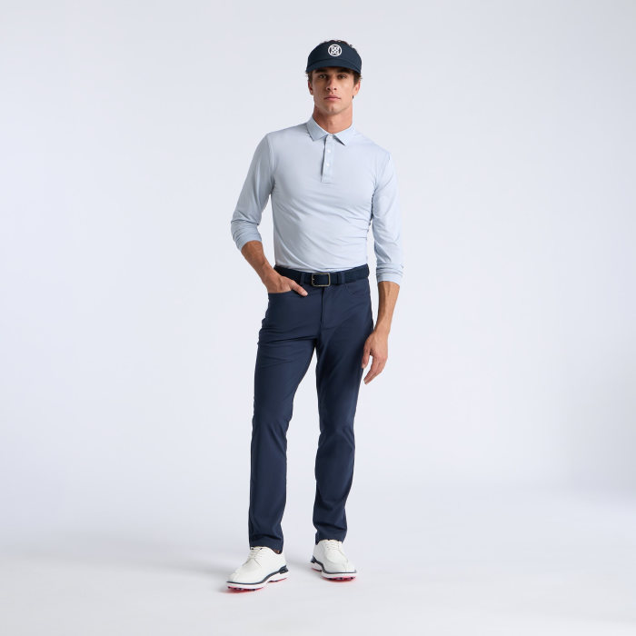 Alternative image of DELTA DOT JACQUARD LONG SLEEVE POLO in Twilight