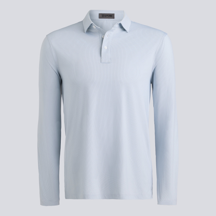 DELTA DOT JACQUARD LONG SLEEVE POLO in Twilight