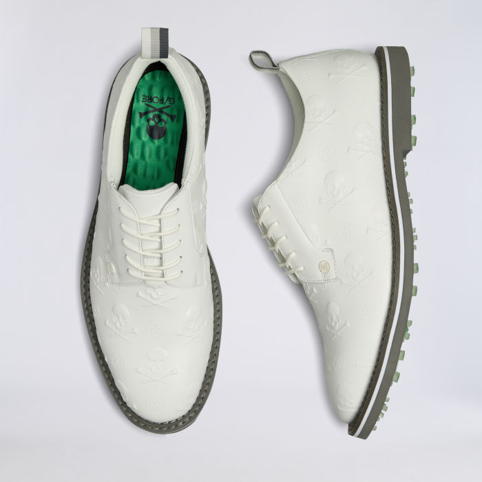 Alternative image of MEN'S GALLIVANTER EMBOSSED SKULL & TEES LEATHER GOLF SHOE in Snow / Charcoal