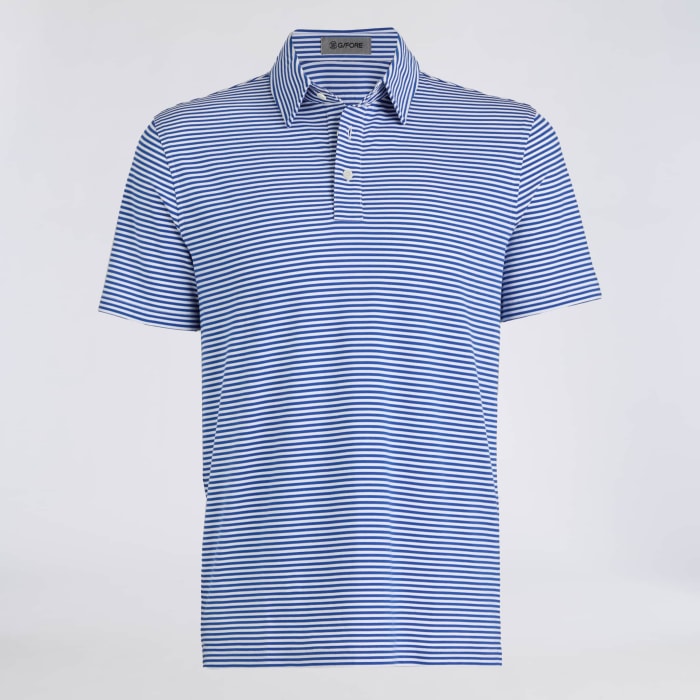 ALL PLAY STRIPE STRETCH KNIT POLO in Cobalt
