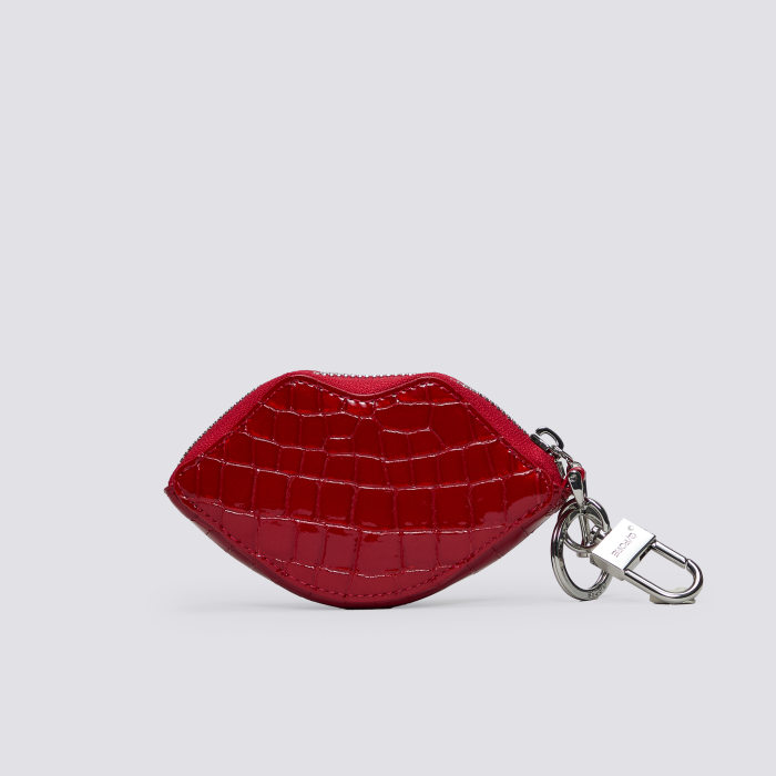 Alternative image of LOVE G CROC-EMBOSSED LEATHER COIN PURSE KEYCHAIN in Lava