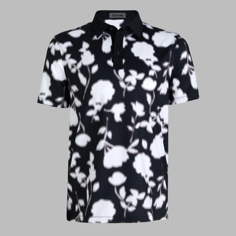 BLUR FLORAL TECH JERSEY POLO