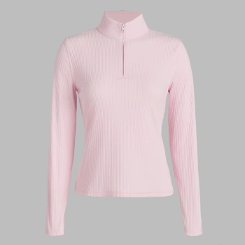 FITTED RIB 1/4 ZIP PULLOVER in Blush