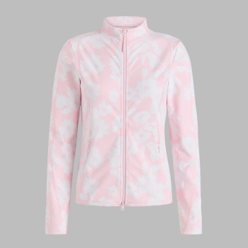 PRINTED BRUSH BACK STRETCH PULLOVER in Blush
