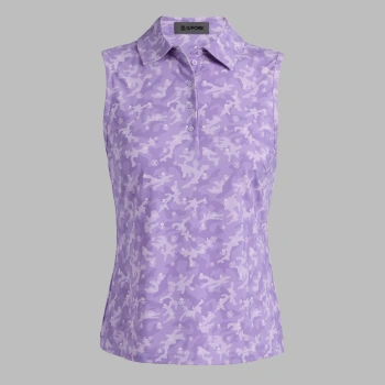 ICON CAMO SOFT TECH JERSEY SLEEVELESS POLO in IRIS