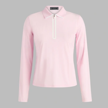 SILKY TECH NYLON LONG SLEEVE ZIP POLO in Blush