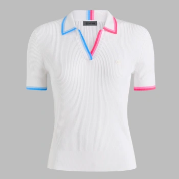 JOHNNY COLLAR COTTON BLEND RIB POLO in Snow