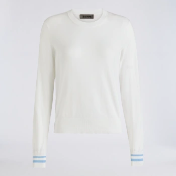 COOLING COTTON CREWNECK SWEATER in CHALK WHITE