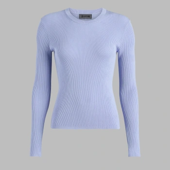 COTTON BLEND RIB KNIT FITTED TOP in Willow