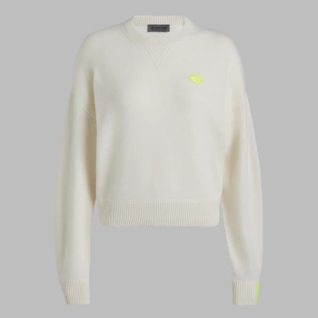 TIPPED CASHMERE CREWNECK SWEATER in CHALK WHITE