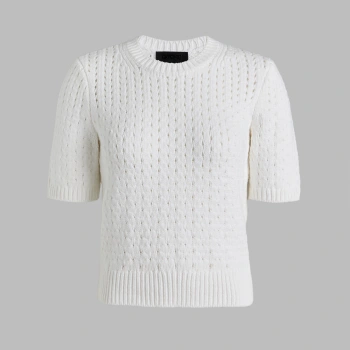 LTD RELEASE VILLA COTTON BLEND CROPPED SHORT SLEEVE JUMPER in Snow