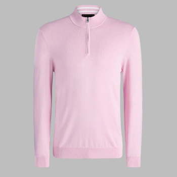 COOLING COTTON 1/4 ZIP SWEATER in DARK BLUSH