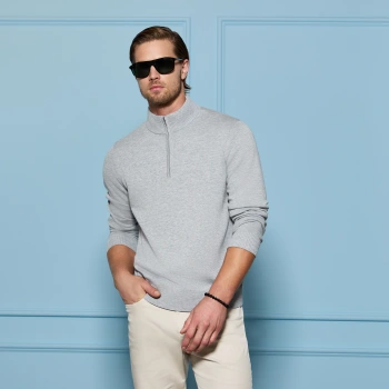 Alternative image of COOLING COTTON 1/4 ZIP JUMPER in NIMBUS MELANGE