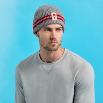 Alternative image of STRIPED IT LETTER G WOOL CASHMERE BEANIE in Nimbus