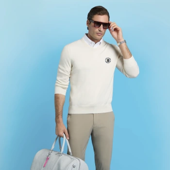 Alternative image of LTD RELEASE 2026 U.S. OPEN G SCRIBE VERSE V NECK CASHMERE SWEATER in CHALK WHITE