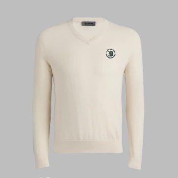 LTD RELEASE 2026 U.S. OPEN G SCRIBE VERSE V NECK CASHMERE SWEATER in CHALK WHITE