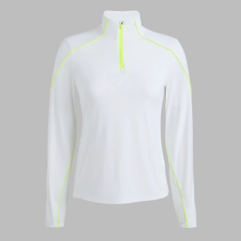 SUN SHIELD SILKY TECH NYLON QUARTER ZIP PULLOVER in SNOW / ELECTRIC