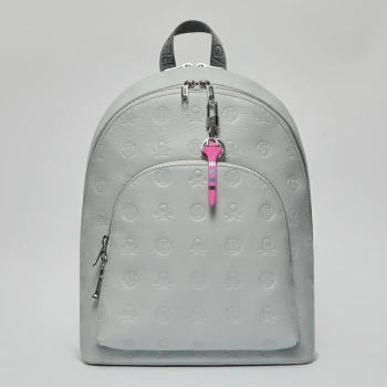 EMBOSSED SKULL & TEES LEATHER BACKPACK in Nimbus