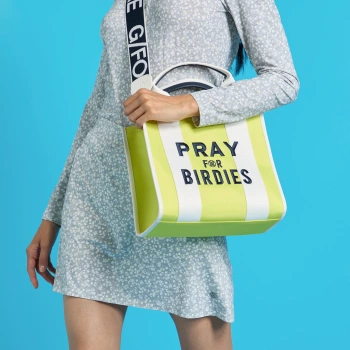 PRAY FOR BIRDIES CANVAS SQUARE BAG in ELECTRIC