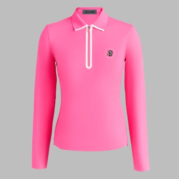 2026 U.S. OPEN SOFT TECH JERSEY LONG SLEEVE ZIP POLO in KNOCKOUT PINK