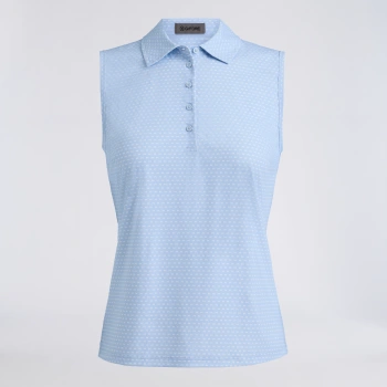 GEO 2 SILKY TECH NYLON SLEEVELESS POLO in SKY / SNOW
