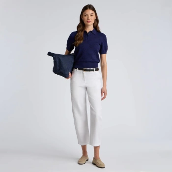 Alternative image of POINTELLE G COTTON SILK CASHMERE SWEATER POLO in Twilight
