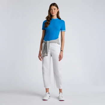 Alternative image of CABLE KNIT SHORT SLEEVE CREWNECK SWEATER in Cerulean