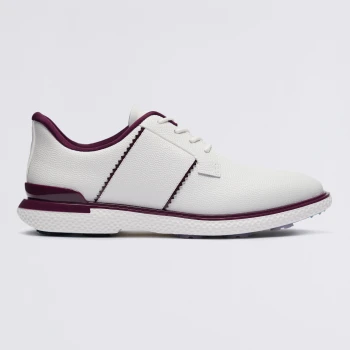 WOMEN'S GALLIVAN2R LEATHER SADDLE STRIPE KILTIE GOLF SHOE in SNOW / DARK PLUM