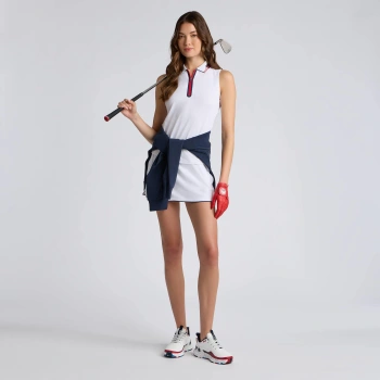 Alternative image of CONTRAST TECH PIQU&Eacute; SLEEVELESS POLO in SNOW / LAVA