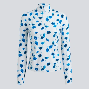 DROP FLORAL SILKY TECH NYLON 1/4 ZIP PULLOVER in Snow