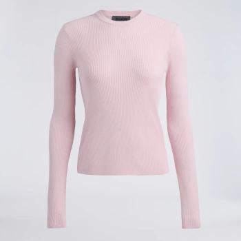 COTTON BLEND RIB KNIT FITTED TOP in SHELL