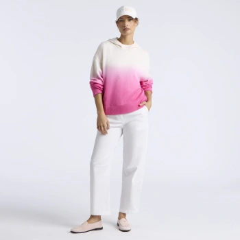 Alternative image of DIP DYED MERINO WOOL HOODIE in CHALK WHITE / KNOCKOUT PINK