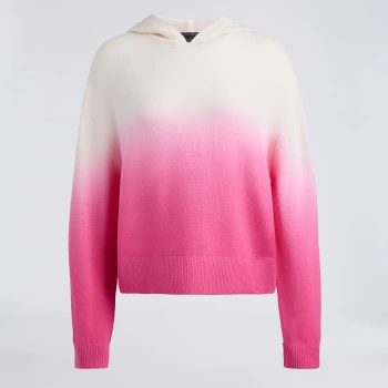 DIP DYED MERINO WOOL HOODIE in CHALK WHITE / KNOCKOUT PINK