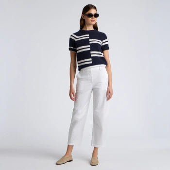 LTD RELEASE STRETCH COTTON GABARDINE BARREL LEG TROUSER in Snow