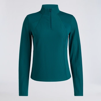 2-TONE RIB 1/4 ZIP PULLOVER in MARINE TEAL