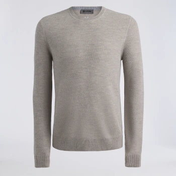 THE CLUB MERINO WOOL CREWNECK JUMPER in PUMICE MELANGE