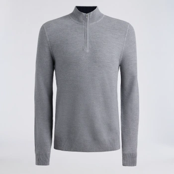 THE CLUB MERINO WOOL 1/4 ZIP JUMPER in NIMBUS MELANGE
