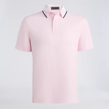 CAMO COLLAR PERFORMANCE PIQU&Eacute; POLO in BLUSH/SNOW