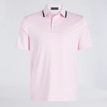 PERFORATED STRIPE JERSEY POLO in Blush