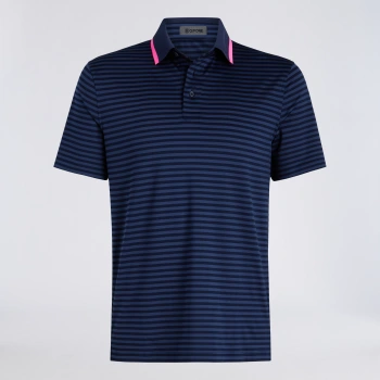 PERFORATED STRIPE JERSEY POLO in Twilight