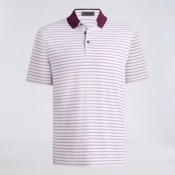 HERRINGBONE STRIPE TECH JERSEY POLO in BLUSH / DARK PLUM