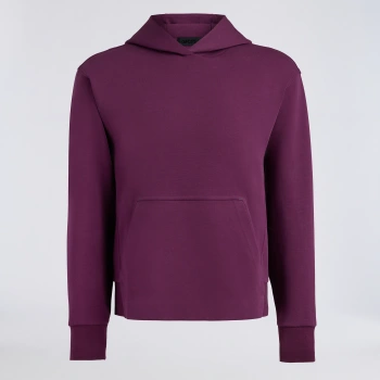 COTTON BLEND SCUBA HOODIE in DARK PLUM