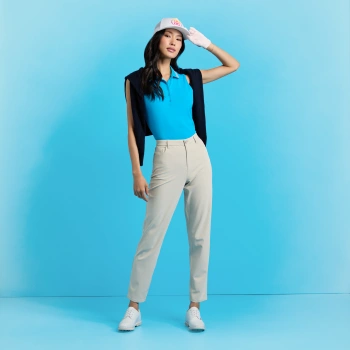 CHECKERED COLLAR RIBBED TECH SLEEVELESS POLO in VENETIAN