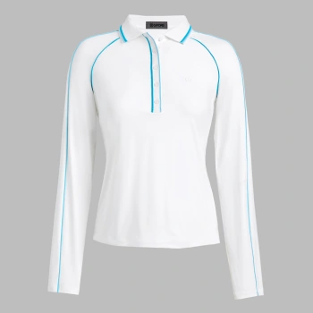 CONTRAST TRIM SILKY TECH NYLON LONG SLEEVE POLO in Snow