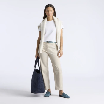 Alternative image of LTD RELEASE STRETCH COTTON GABARDINE BARREL LEG TROUSER in PUMICE