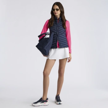 V-DOWN QUILTED STRETCH TECH INTERLOCK GILET in Twilight