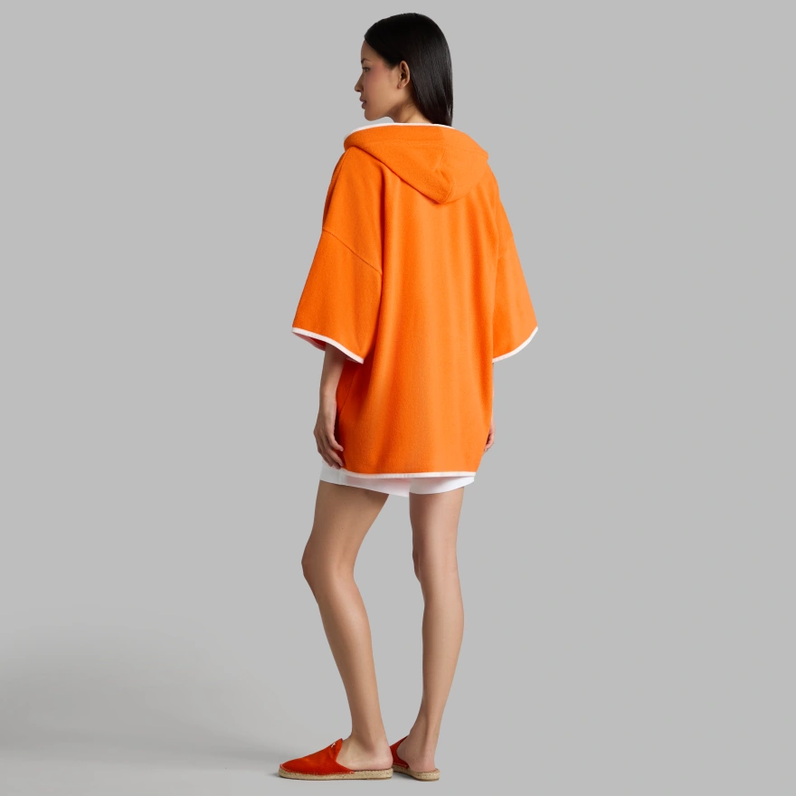 COTTON TERRY BEACH PONCHO in SHOCKING ORANGE - Alternate Image 2