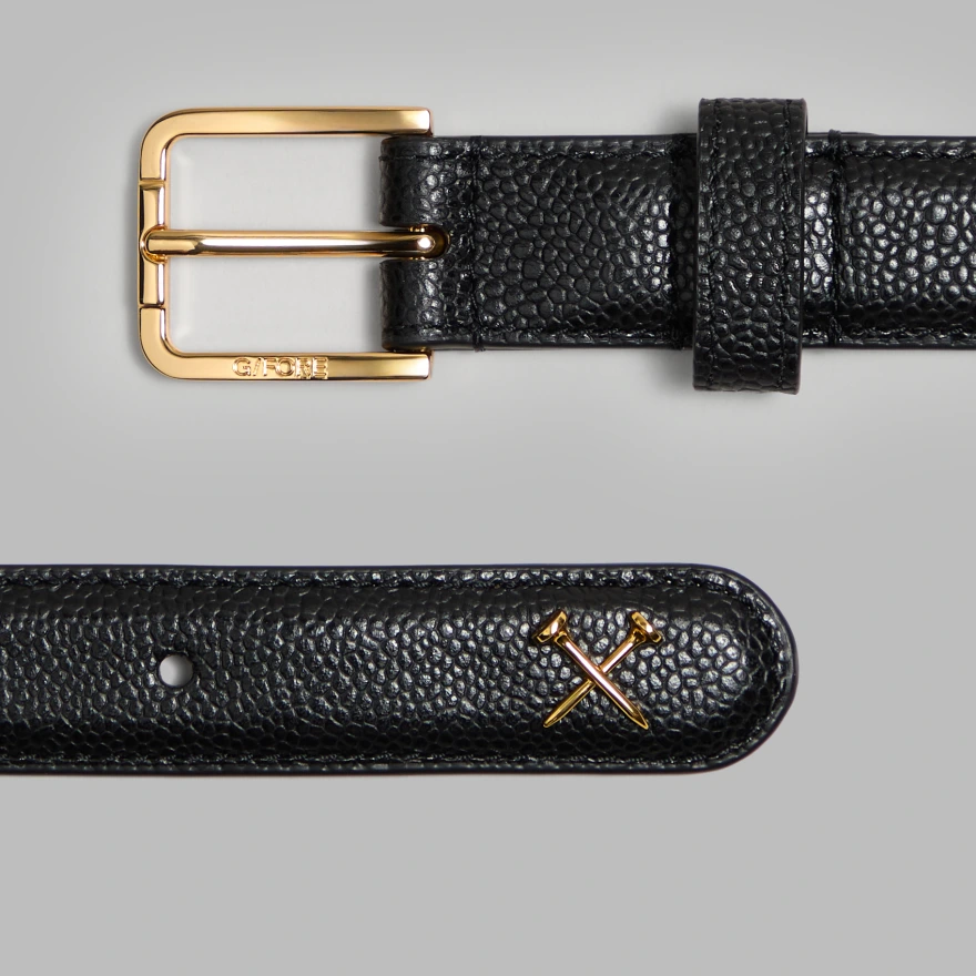WOMEN'S METAL TEES PEBBLE LEATHER BELT in Onyx - Alternate Image 1