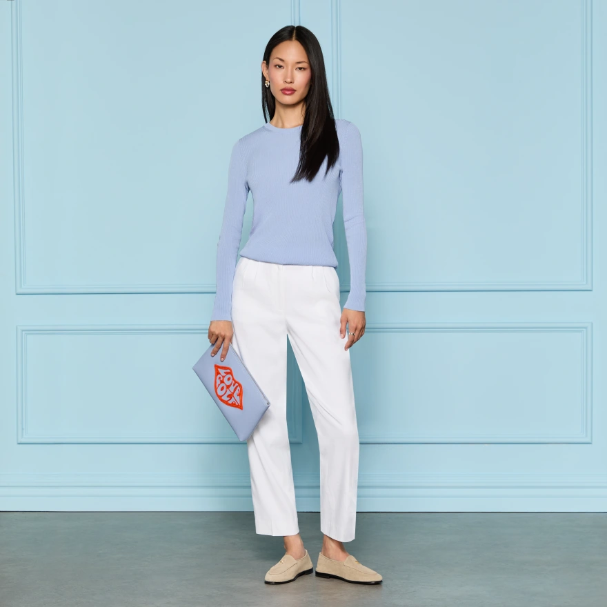 LTD RELEASE LINEN CROPPED PLEATED TROUSER in Snow - Alternate Image 1